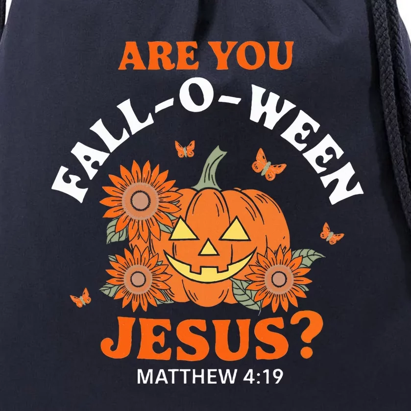 Are You Falloween Jesus Christian Halloween Pumpkin Drawstring Bag