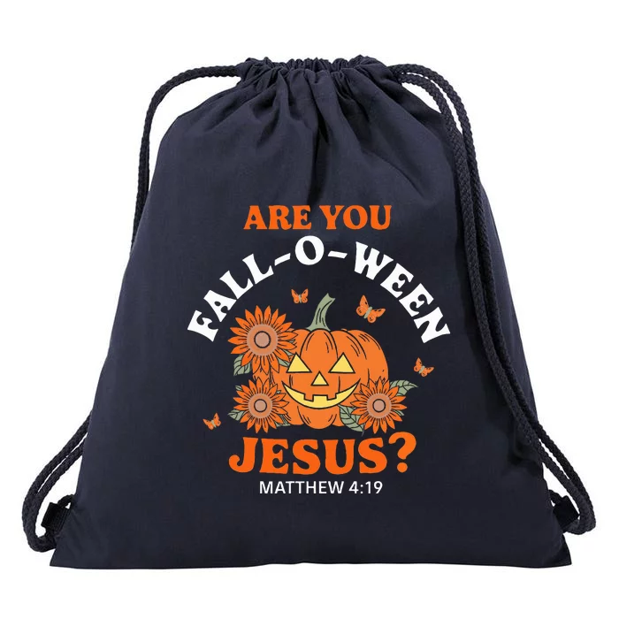 Are You Falloween Jesus Christian Halloween Pumpkin Drawstring Bag