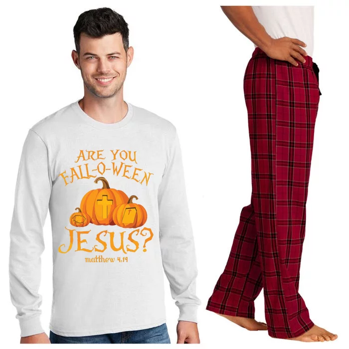 Are You Falloween Jesus Christian Halloween Pumpkin Long Sleeve Pajama Set