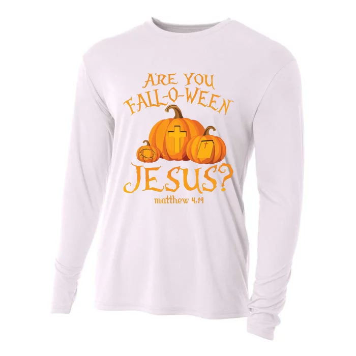 Are You Falloween Jesus Christian Halloween Pumpkin Cooling Performance Long Sleeve Crew