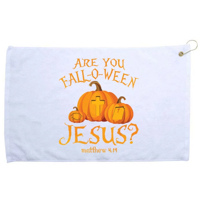 Are You Falloween Jesus Christian Halloween Pumpkin Grommeted Golf Towel