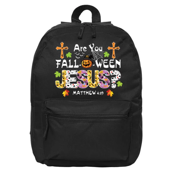 Are You Falloween Jesus Pumpkin Spooky Halloween Christian 16 in Basic Backpack