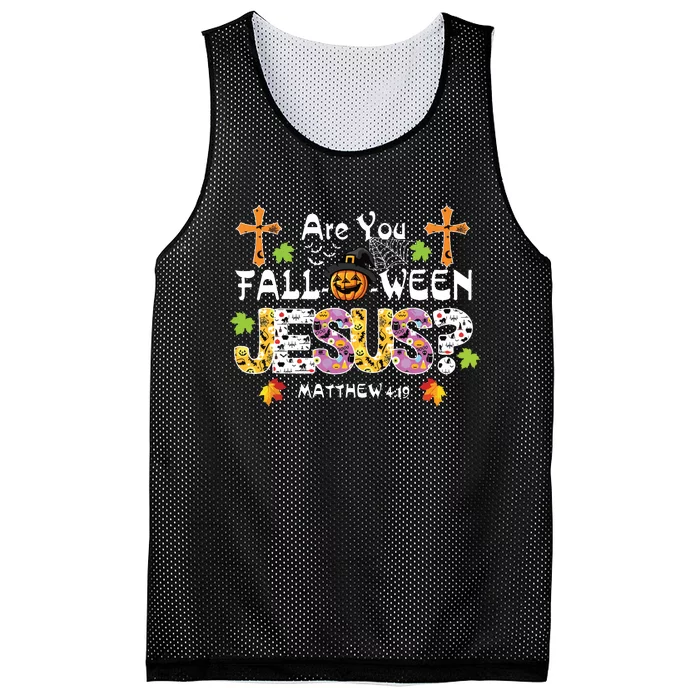 Are You Falloween Jesus Pumpkin Spooky Halloween Christian Mesh Reversible Basketball Jersey Tank