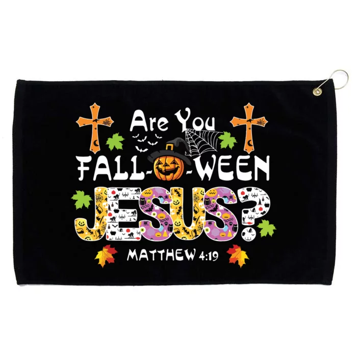 Are You Falloween Jesus Pumpkin Spooky Halloween Christian Grommeted Golf Towel