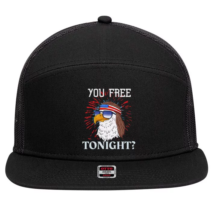 Are You Free Tonight 4th of July American Bald Eagle 7 Panel Mesh Trucker Snapback Hat