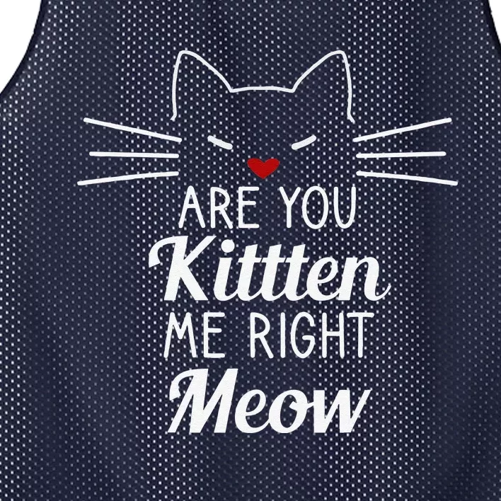 Are You Kitten Me Right Meow Funny Cat Design Mesh Reversible Basketball Jersey Tank