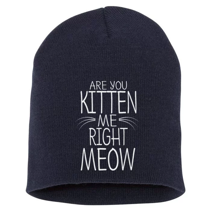 Are You Kitten Me Right Meow Funny Cat Joke Short Acrylic Beanie