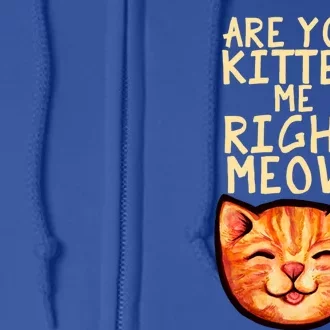 Are You Kitten Me Right Meowy Funny Orange Gift Full Zip Hoodie