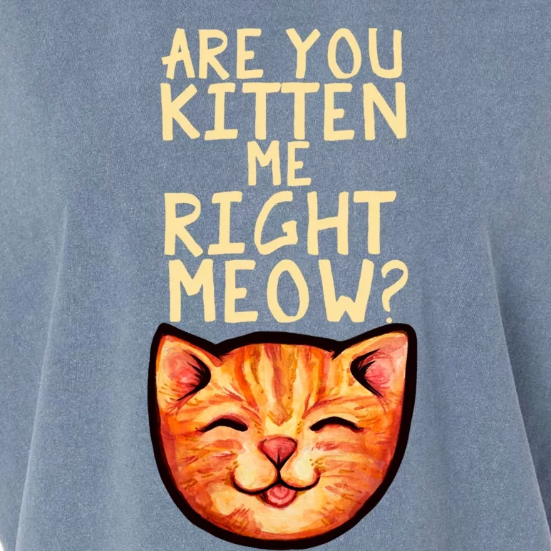 Are You Kitten Me Right Meowy Funny Orange Gift Garment-Dyed Women's Muscle Tee