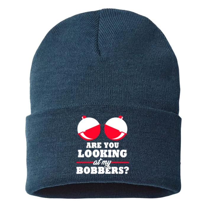 Are You Looking At My Bobbers? Funny Fishing Gifts For Wo Sustainable Knit Beanie