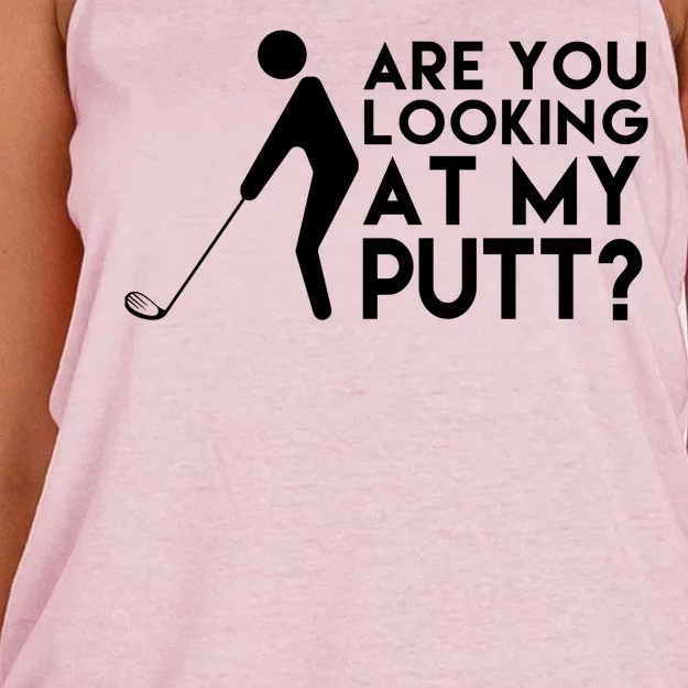 Are You Looking At My Putt Golf Lover Funny Women's Knotted Racerback Tank