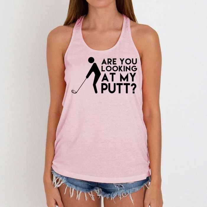 Are You Looking At My Putt Golf Lover Funny Women's Knotted Racerback Tank