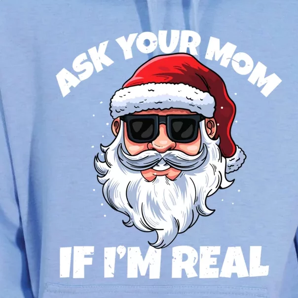 Ask Your Mom If IM Real Hippie Santa Claus Christmas Great Gift Unisex Surf Hoodie