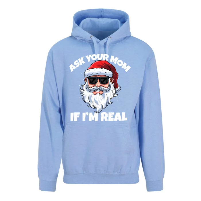 Ask Your Mom If IM Real Hippie Santa Claus Christmas Great Gift Unisex Surf Hoodie