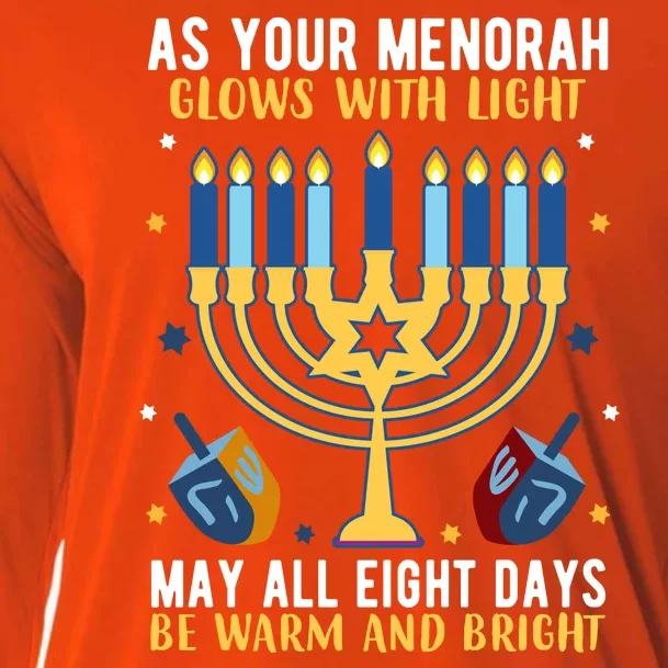 As Your Menorah Glows With Light May All Eight Days Be Warm And Bright Cooling Performance Long Sleeve Crew