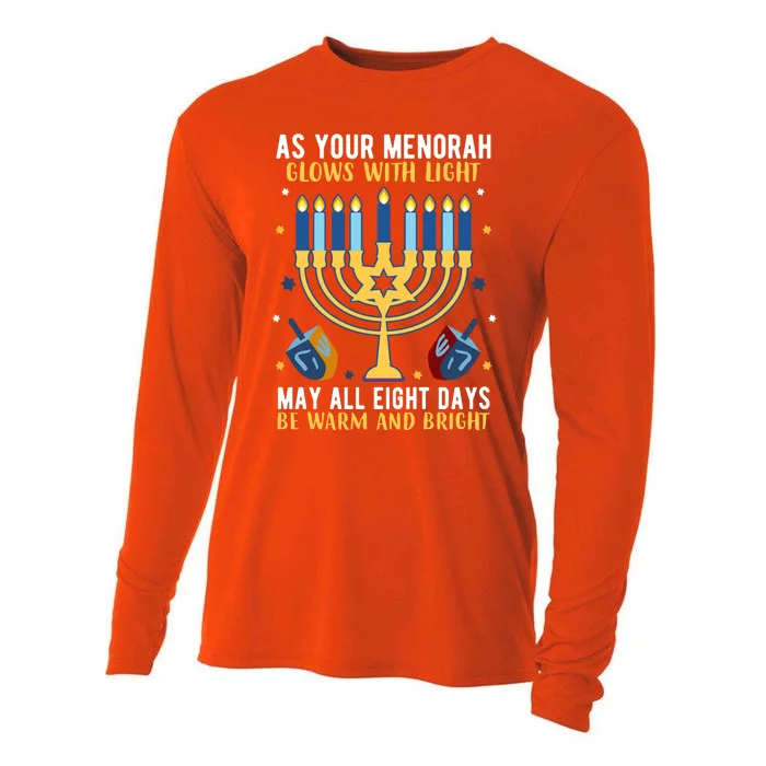 As Your Menorah Glows With Light May All Eight Days Be Warm And Bright Cooling Performance Long Sleeve Crew