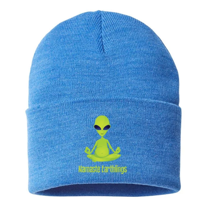 Alien Yoga Meditation Namaste Gift Sustainable Knit Beanie