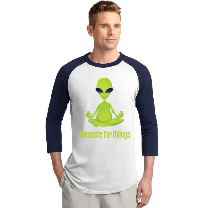 Alien Yoga Meditation Namaste Gift Baseball Sleeve Shirt