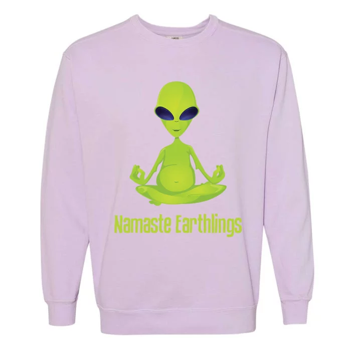 Alien Yoga Meditation Namaste Gift Garment-Dyed Sweatshirt