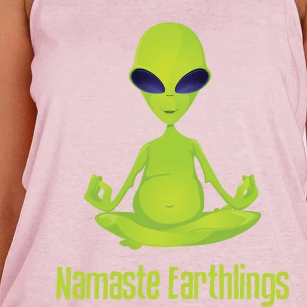 Alien Yoga Meditation Namaste Gift Women's Knotted Racerback Tank