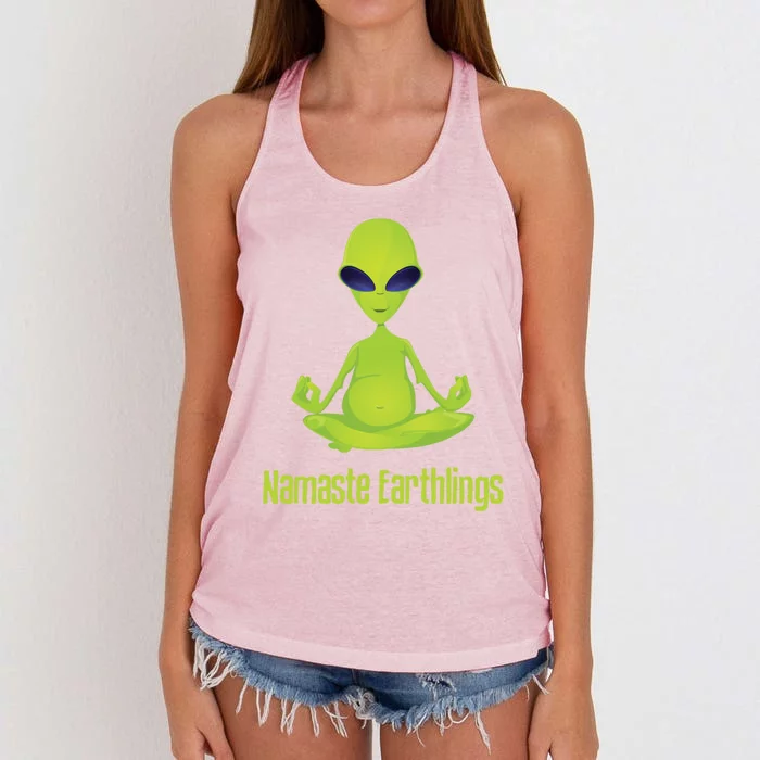 Alien Yoga Meditation Namaste Gift Women's Knotted Racerback Tank