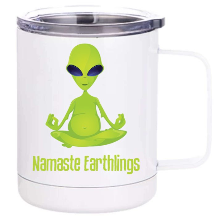 Alien Yoga Meditation Namaste Gift Front & Back 12oz Stainless Steel Tumbler Cup