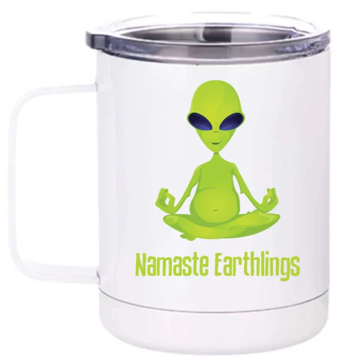 Alien Yoga Meditation Namaste Gift Front & Back 12oz Stainless Steel Tumbler Cup