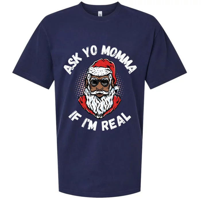 Ask Yo Momma If IM Real Funny African American Santa Black Sueded Cloud Jersey T-Shirt