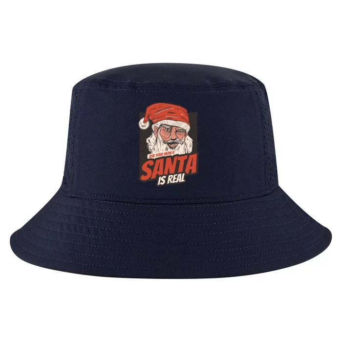 Ask Your Mom If Santa Is Real Funny Cool Comfort Performance Bucket Hat