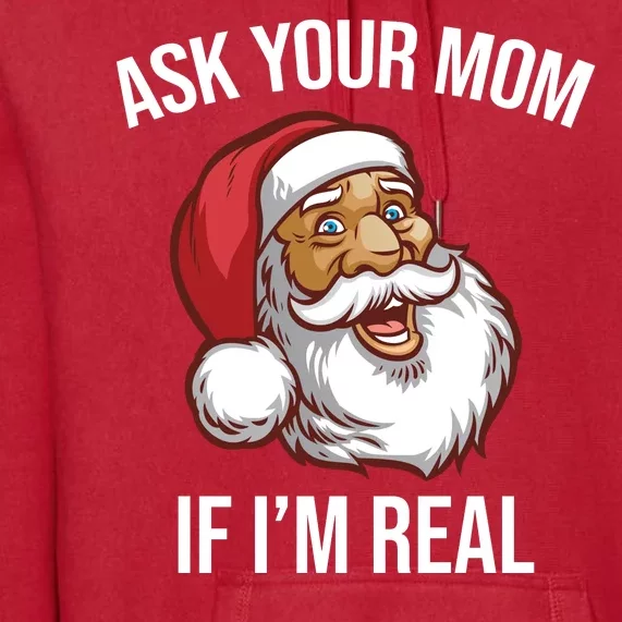 Ask Your Mom If I'm Real Funny Santa Premium Hoodie