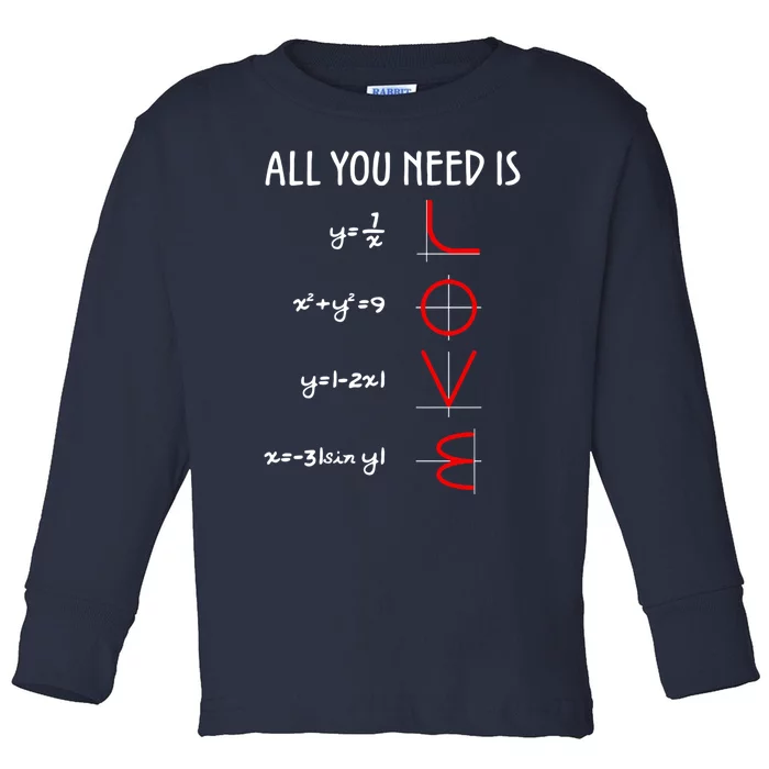 All You Need Is Love Math Vertical Toddler Long Sleeve Shirt