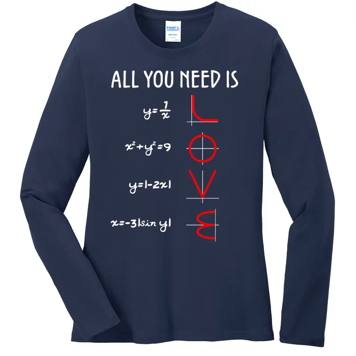 All You Need Is Love Math Vertical Ladies Long Sleeve Shirt