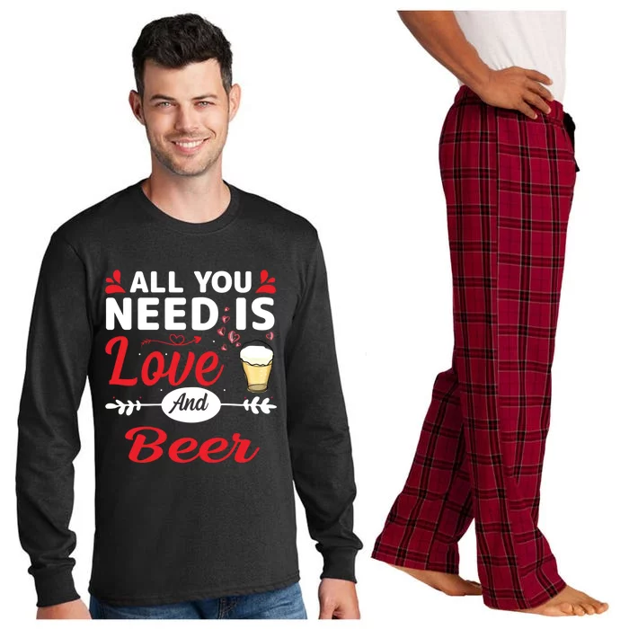 All You Need Is Love And Beer Funny Valentine’s Day Gift Long Sleeve Pajama Set