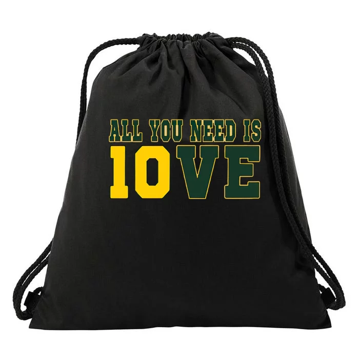 All You Need Is Love Green Bay Drawstring Bag