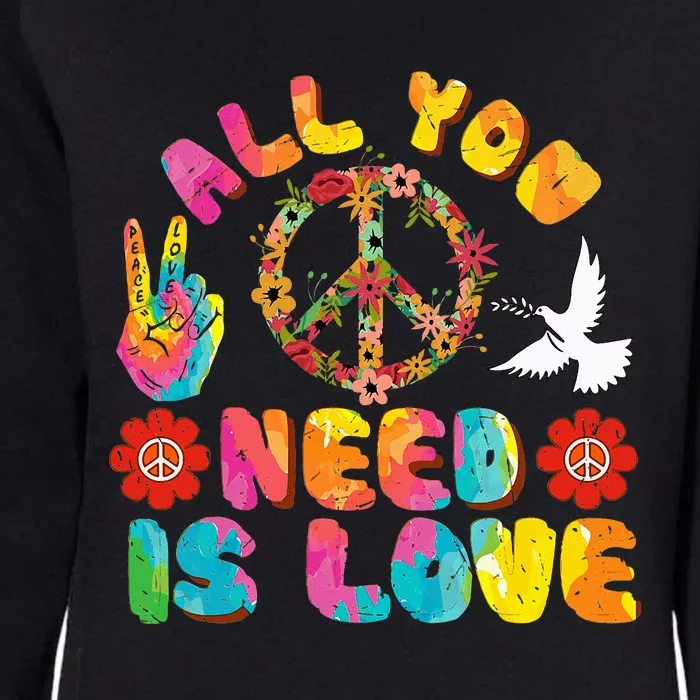 All You Need Is Love Tie Dye Peace Sign 60s 70s Peace Sign Womens California Wash Sweatshirt