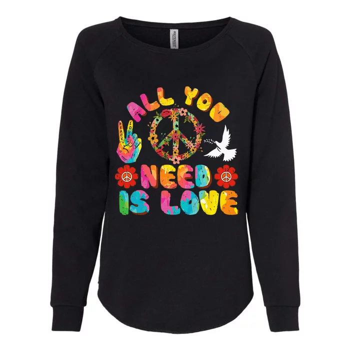 All You Need Is Love Tie Dye Peace Sign 60s 70s Peace Sign Womens California Wash Sweatshirt