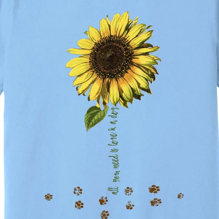 All You Need Is A Dog And Love Sunflower Paw Prints Gift Premium T-Shirt