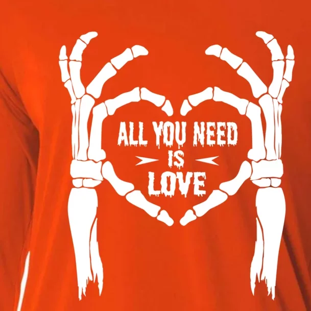 All You Need Is Love Skeleton Hands Halloween Costume Funny Gift Cooling Performance Long Sleeve Crew