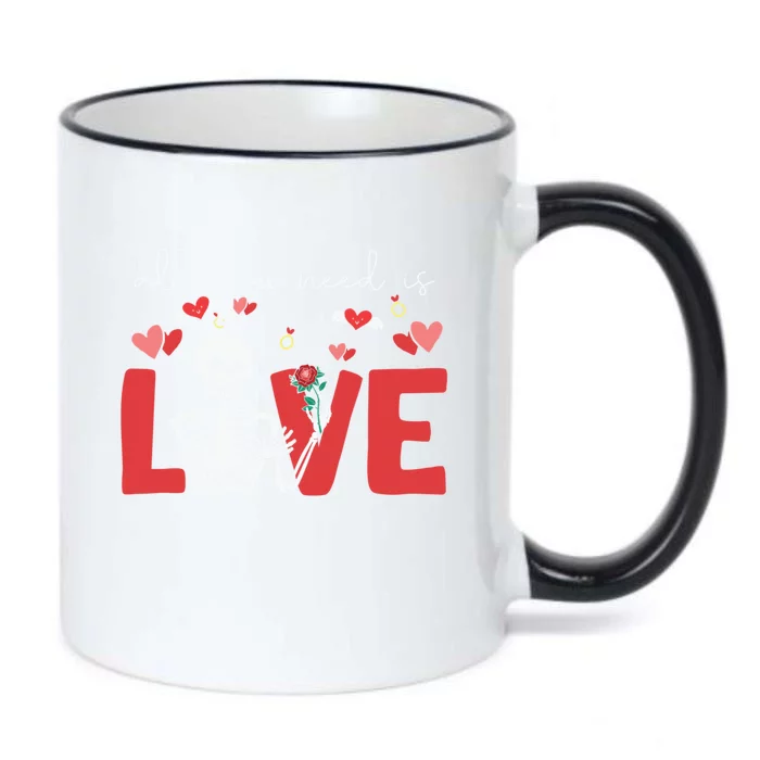 All You Need Is Love Skeleton Bones Valentine's Day Quote Gift Black Color Changing Mug