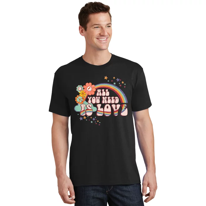 All You Need is Love Rainbow Groovy Vibes Hippie T-Shirt