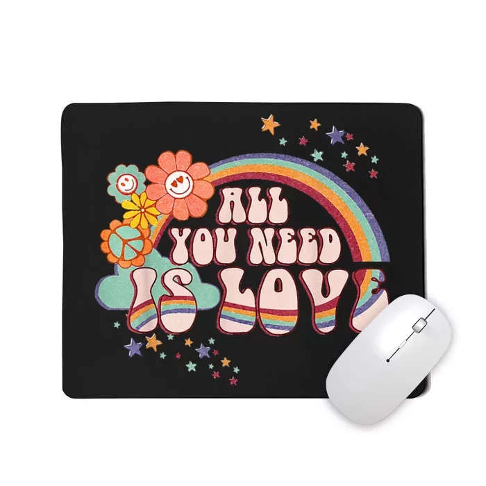 All You Need is Love Rainbow Groovy Vibes Hippie Mousepad