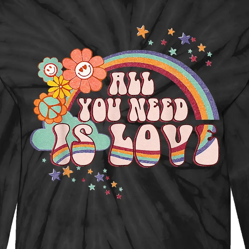 All You Need is Love Rainbow Groovy Vibes Hippie Tie-Dye Long Sleeve Shirt