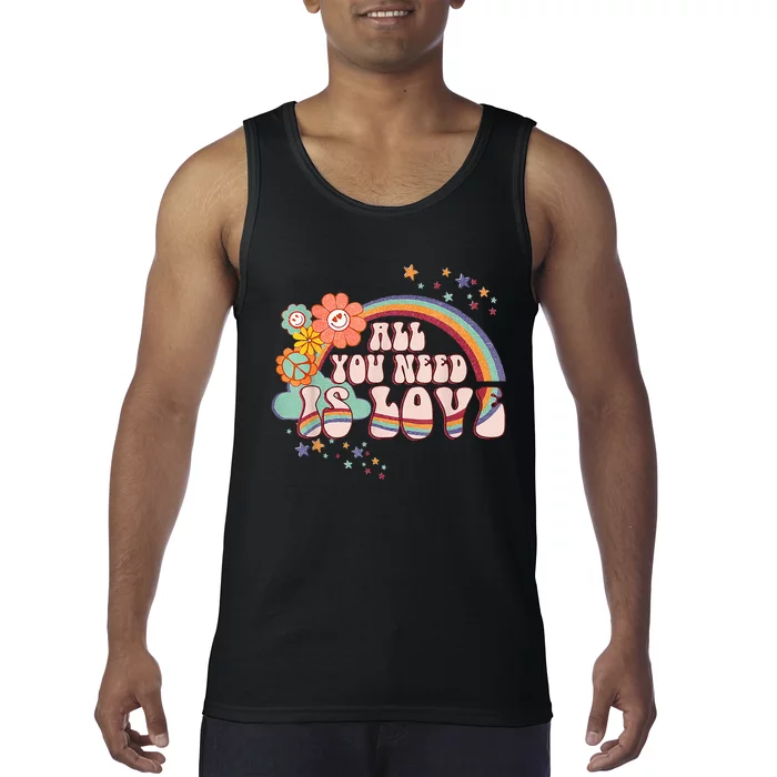 All You Need is Love Rainbow Groovy Vibes Hippie Tank Top