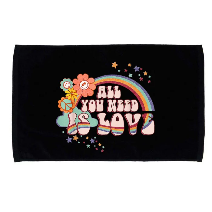 All You Need is Love Rainbow Groovy Vibes Hippie Microfiber Hand Towel