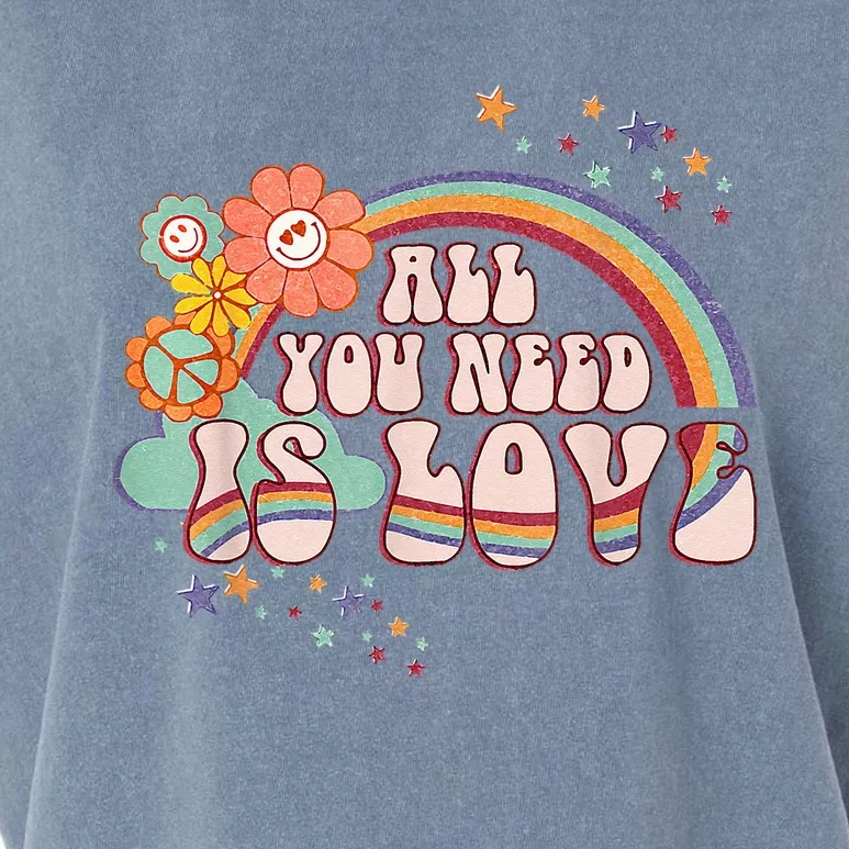 All You Need is Love Rainbow Groovy Vibes Hippie Garment-Dyed Women's Muscle Tee