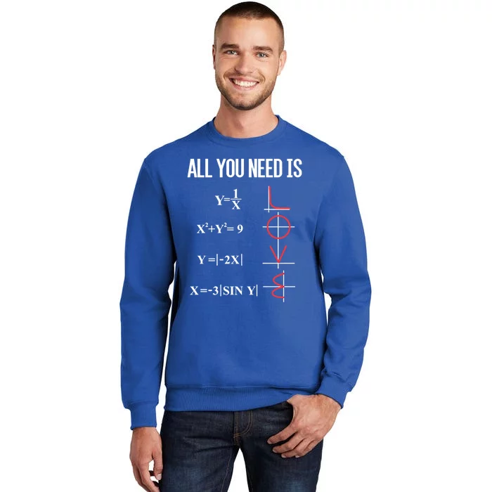 All You Need Is Love Funny Cute Math Equation Cool Gift Tall Sweatshirt