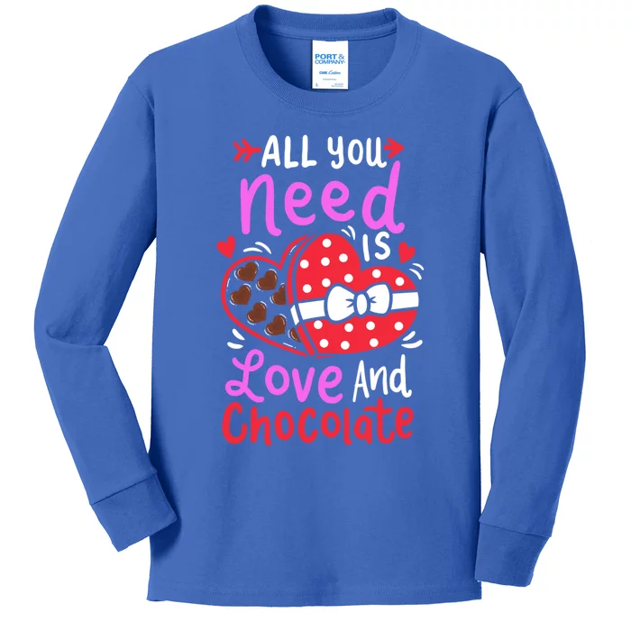 All You Need Is Love And Chocolate Cute Valentines Day Gift Kids Long Sleeve Shirt