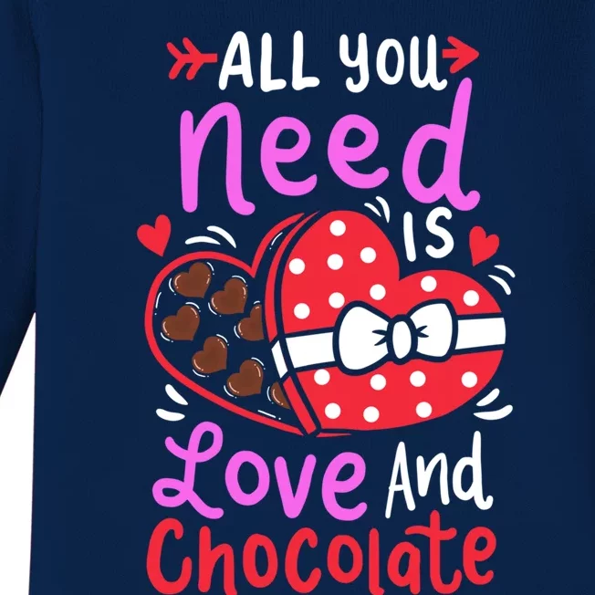 All You Need Is Love And Chocolate Cute Valentines Day Gift Baby Long Sleeve Bodysuit