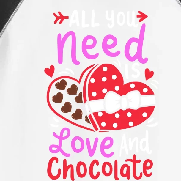 All You Need Is Love And Chocolate Cute Valentines Day Gift Toddler Fine Jersey T-Shirt