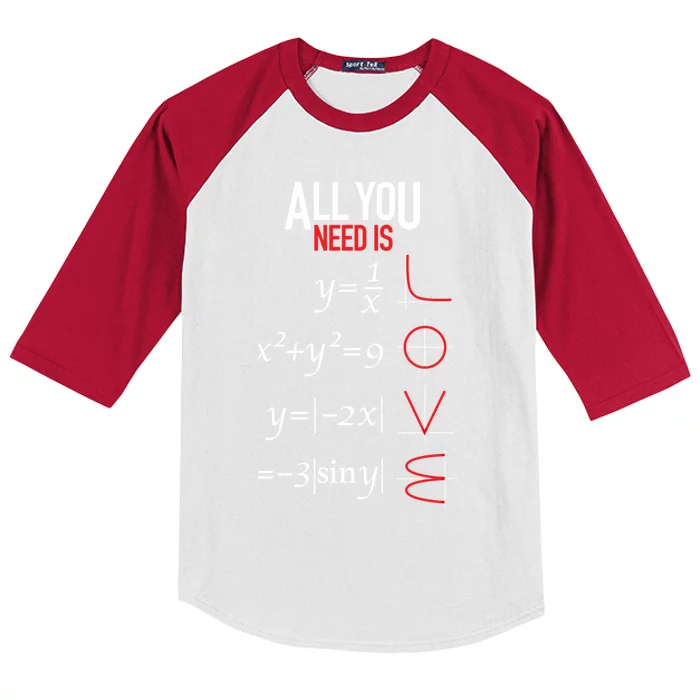 All You Need Is Love Funny Math Equation Funny Gift For Teachers Great Gift Kids Colorblock Raglan Jersey